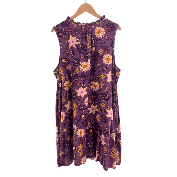 Sonoma Purple Floral Linen Blend Tiered Dress w/Pockets Size 2X 18 20 Plus New - Picture 5 of 9